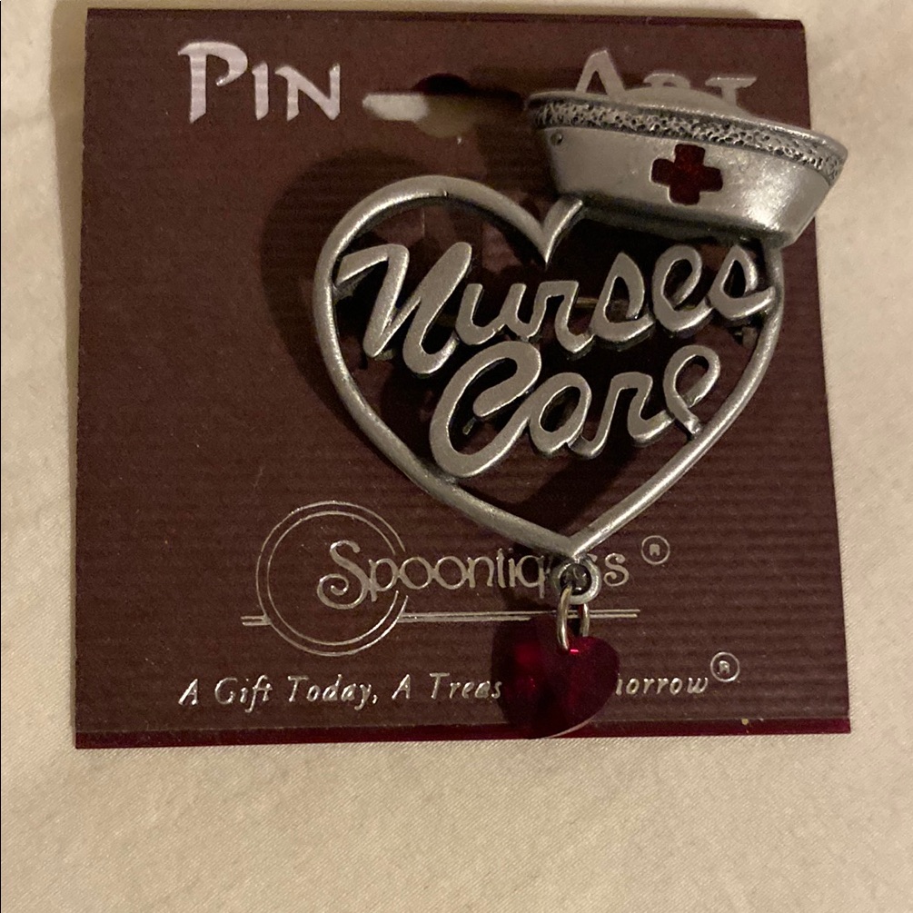 Spoontiques Silver And Red Nurses Care Brooch